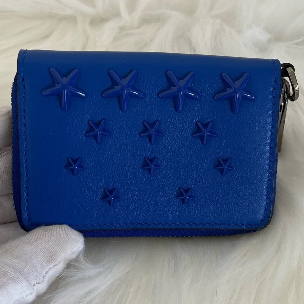 Jimmy Choo Regina Zip-around Card Wallet Dust Bag BNWOT Cobalt